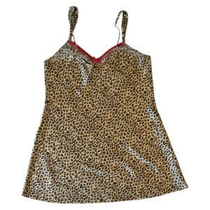 Y2K Satin Animal Print Slip Dress - Size XL Loungewear Chic